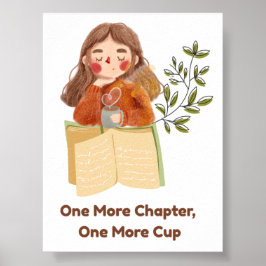 Nog één hoofdstuk, nog één kopje | Cozy boekliefhe Poster