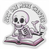Nog een hoofdstuk - Schattige skelet lezen Sticker (Voorkant)
