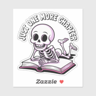 Nog een hoofdstuk - Schattige skelet lezen Sticker