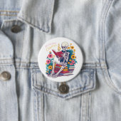 Nog één hoofdstuk skelet leesboeklezer ronde button 7,6 cm (In situ)