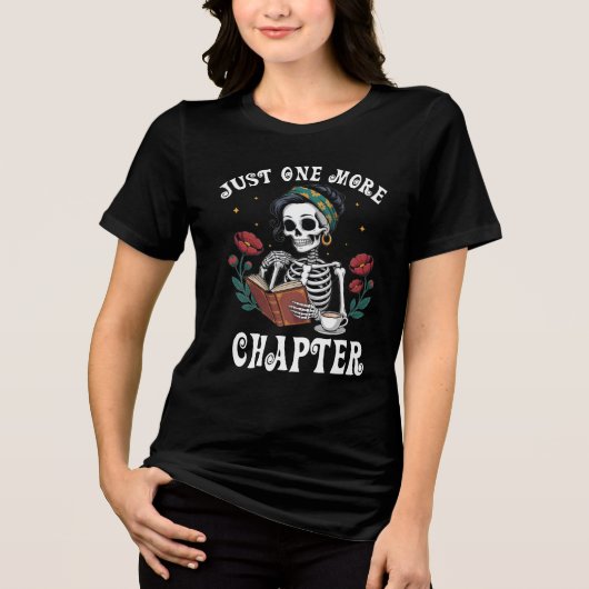 Nog een hoofdstuk Skeleton Book Lover Design Tri-Blend Shirt (Voorkant)