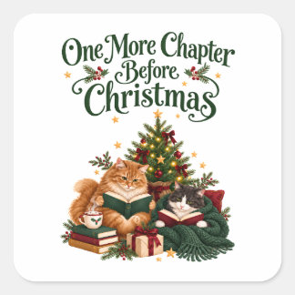 Nog één hoofdstuk voor Kerstkatten Vierkante Sticker