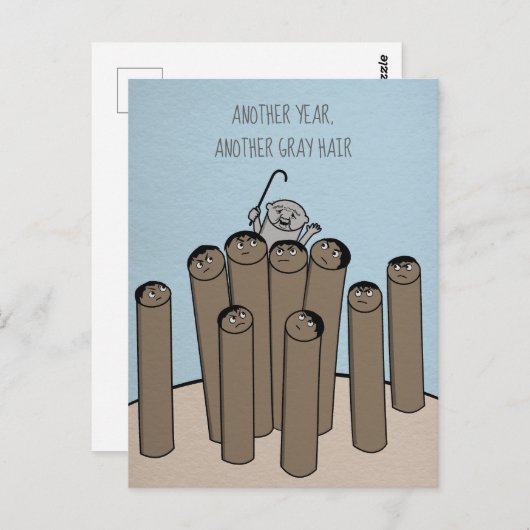 Nog een jaar grijs haar Funny Old Birthday Briefka Briefkaart (Voorkant / Achterkant)
