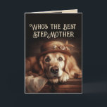 Nog een jaar om Fabulous Fun Dog Step-Mother te zi Kaart<br><div class="desc">Wie is de beste? Je bent en nu heb je nog een jaar om Fabulous Happy Birthday Step-Mother te zijn met lieve schattige Golden Retriever Dog in zijn mooiste jurk</div>