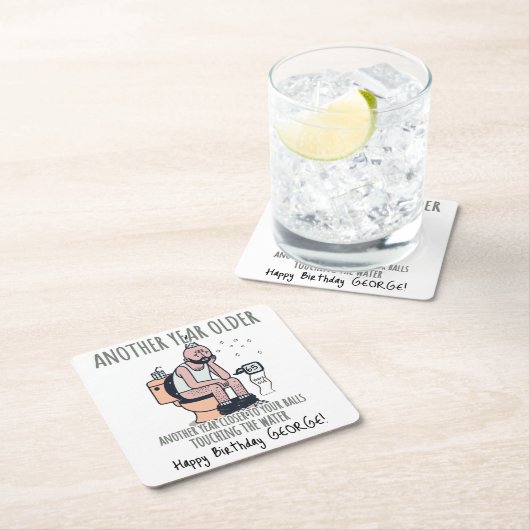 "Nog een jaar ouder", 65 Grappig verjaardagscadeau Kartonnen Onderzetters (Insitu)