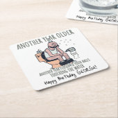 "Nog een jaar ouder", 65 Grappig verjaardagscadeau Kartonnen Onderzetters (Schuin)