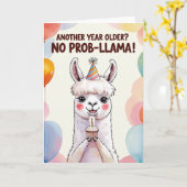 Nog een jaar ouder? Geen prob-lama! – Schattigee l Kaart (Gele Bloem)