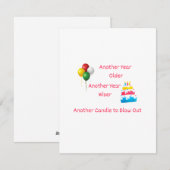 Nog een jaar ouder, nog een jaar wijzer op een feestdagenkaart (Voorkant / Achterkant)