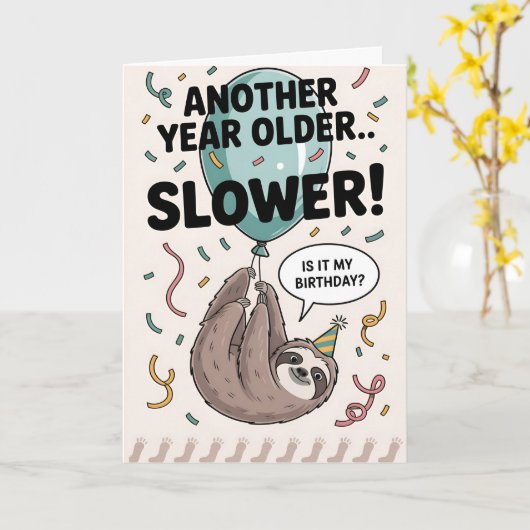 Nog een jaar ouder... TRAGER Kaart (Gele Bloem)