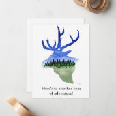 Nog een jaar van het Adventure Elk Wenskaart Notitiekaartje (Voorkant / Achterkant in situ)