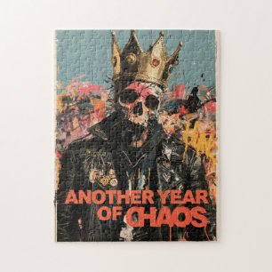 "Nog een jaar vol chaos" Punk Schedel Koning Desig Legpuzzel