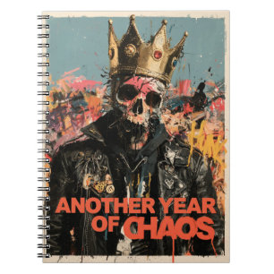 "Nog een jaar vol chaos" Punk Schedel Koning Desig Notitieboek