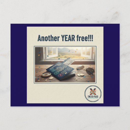 Nog een jaar vrij (M) Feestdagenkaart (Voorkant)