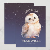 NOG EEN JAAR WIJZER SCHATTIGEE UIL FEESTDAGENKAART (Voorkant / Achterkant)