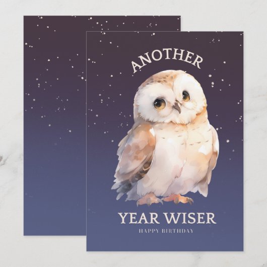 NOG EEN JAAR WIJZER SCHATTIGEE UIL FEESTDAGENKAART (Voorkant / Achterkant)