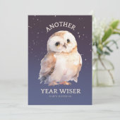 NOG EEN JAAR WIJZER SCHATTIGEE UIL FEESTDAGENKAART (Staand voorkant)