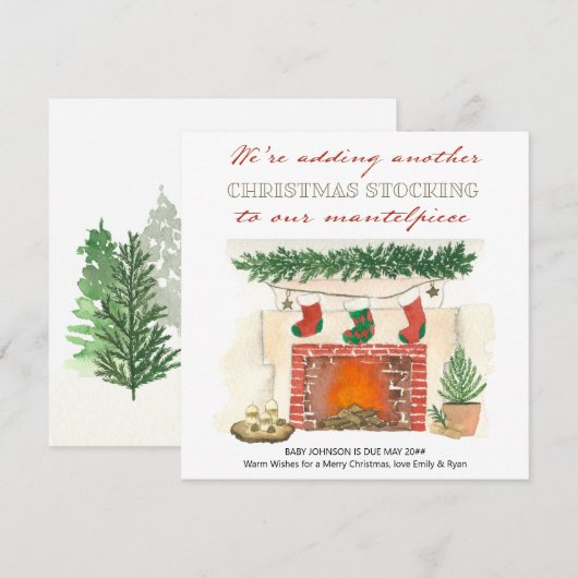 Nog een kerststop foto Zwangerschap Aankondiging (Voorkant / Achterkant)