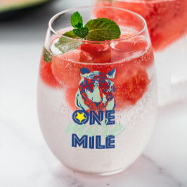 Nog een mijl Motivatie blauw tijgerwijnglas Wijnglas Zonder Voet