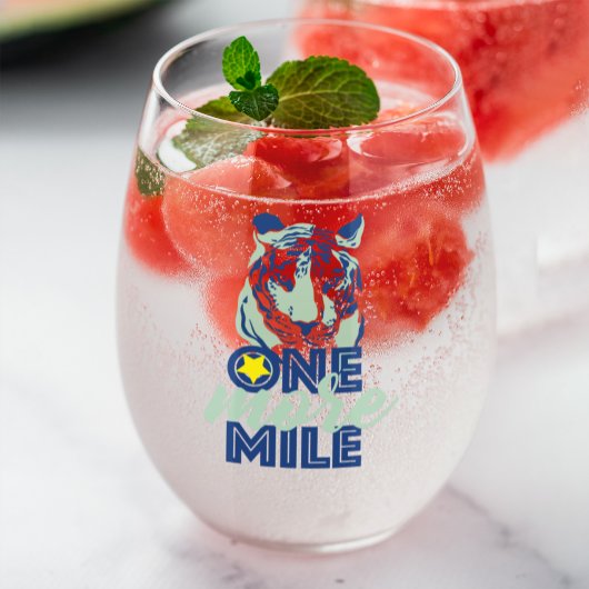 Nog een mijl Motivatie blauw tijgerwijnglas Wijnglas Zonder Voet