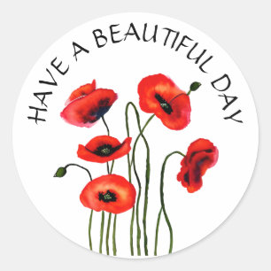 Nog een mooie dag rode papaver ronde sticker