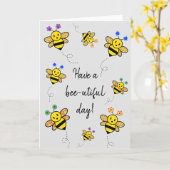 Nog een mooie dag voor de bij! Whimsical Bee Wensk Kaart (Gele Bloem)