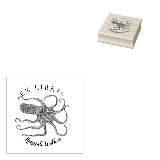Nog een octopus ex libris stempel (Gestempeld)