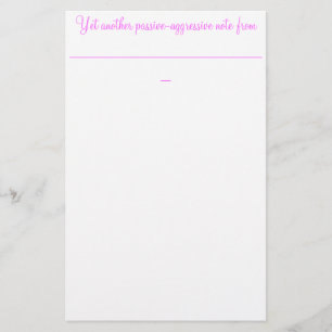Nog een passieve agressieve opmerking van: briefpapier