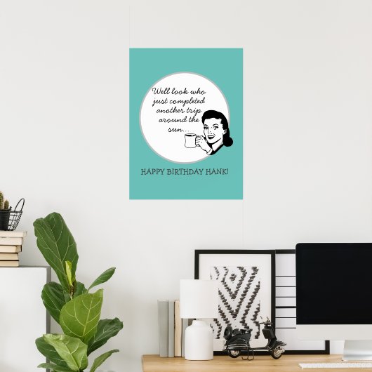 Nog een reis rond de Sun Funny Retro Custom Poster (Thuiskantoor)