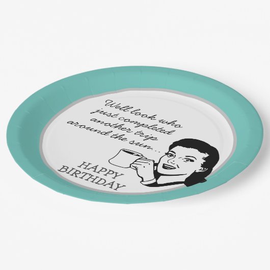 Nog een reis rond de zon Funny Retro Birthday Papieren Bordje (Gekanteld)