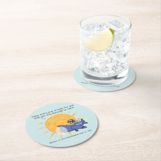 Nog een reis rond de zon ronde kartonnen onderzetter (Insitu)