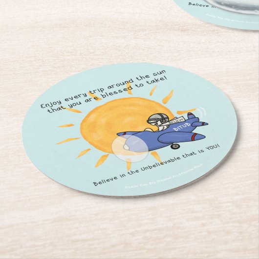 Nog een reis rond de zon ronde kartonnen onderzetter (Gebogen)