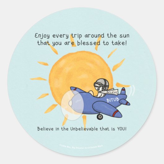 Nog een reis rond de zon ronde sticker (Voorkant)