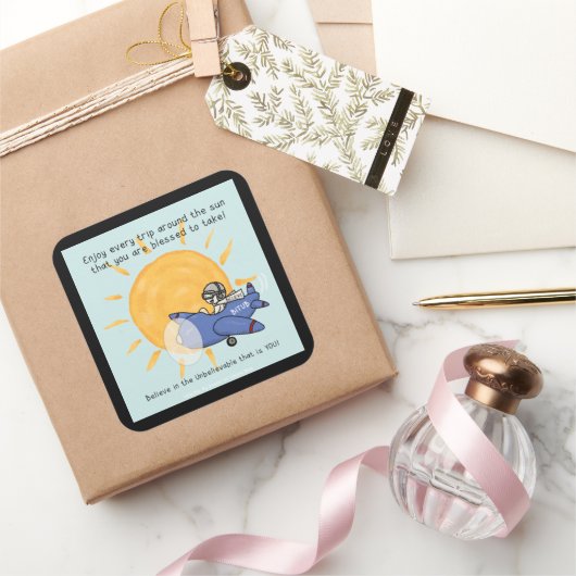 Nog een reis rond de zon vierkante sticker (Geschenken)