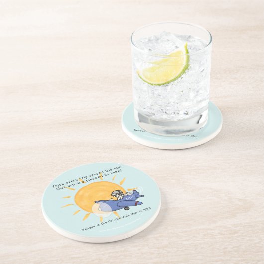 Nog een reis rond de zon zandsteen onderzetter (Zijkant)