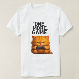 Nog één spelletje Grappige oranje kat gamer kunst T-shirt