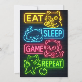 Nog één spelletje knorrige gamer kat grappige wens kaart
