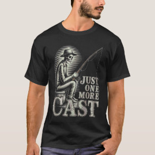 Nog één worp Grappig skelet vissen Visser T-shirt