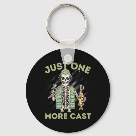 Nog één worp - Leuke skeletvisser Sleutelhanger (Voorkant)