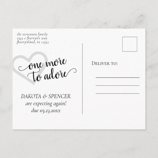 Nog eentje om te adoreren | Eenvoudige zwarte zwan Aankondigingskaart (Achterkant)