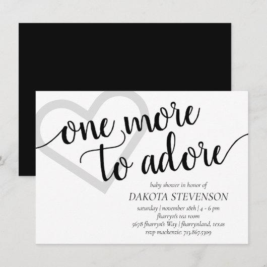 Nog eentje om te adoreren | Simple Black Heart Bab Kaart (Voorkant / Achterkant)