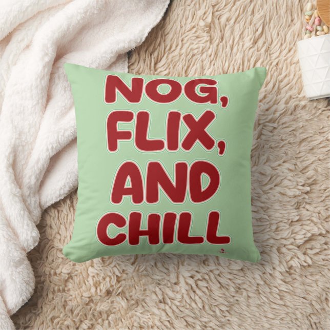 Nog Flix and Chill Funny Christmas Hang Out  Kussen (Deken)
