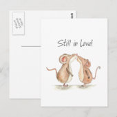 Nog in Liefde - Twee leuke het kussen Muizen Briefkaart (Voorkant / Achterkant)