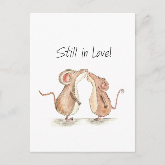 Nog in Liefde - Twee leuke het kussen Muizen Briefkaart (Voorkant)