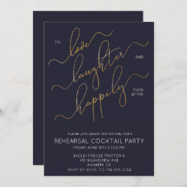 Nog lang en gelukkig na Blue Rephearsal Dinner Inv Kaart