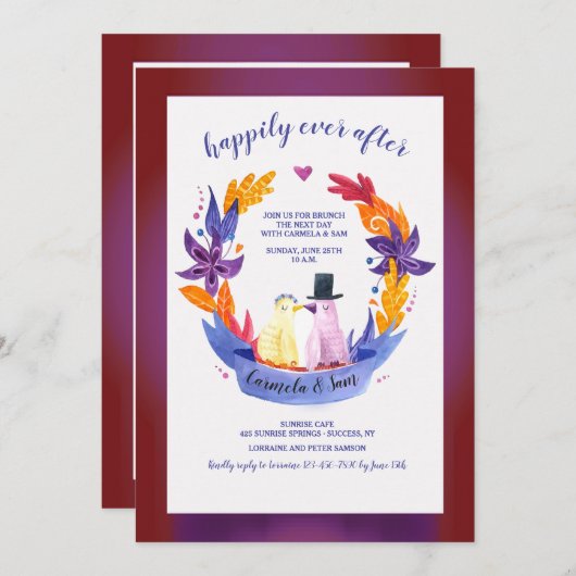 Nog lang en gelukkig na de bruiloftsbrunch kaart (Voorkant / Achterkant)