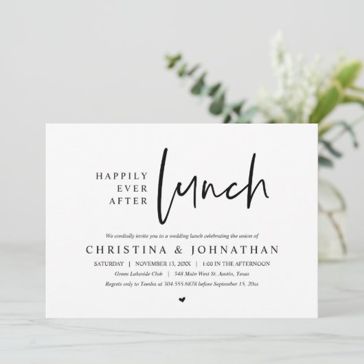 Nog lang en gelukkig na de lunch het huwelijksfees kaart (Staand voorkant)