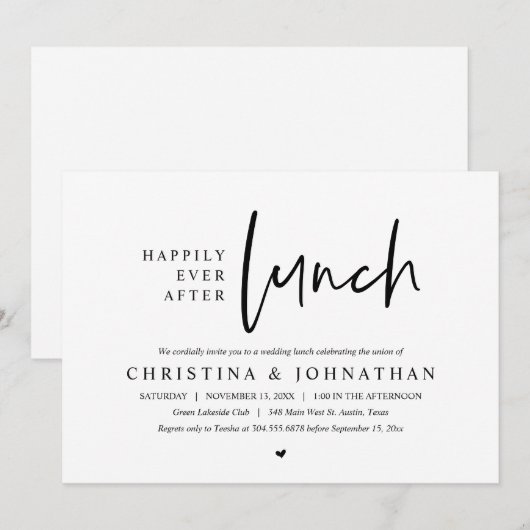 Nog lang en gelukkig na de lunch het huwelijksfees kaart (Voorkant / Achterkant)