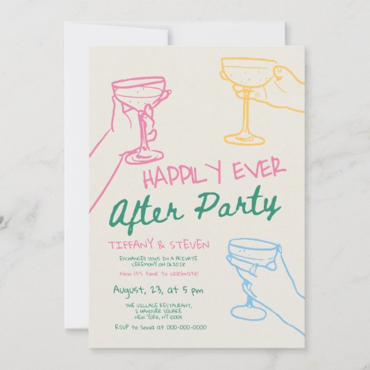 Nog lang en gelukkig na een feestelijke uitnodigin kaart (Voorkant)