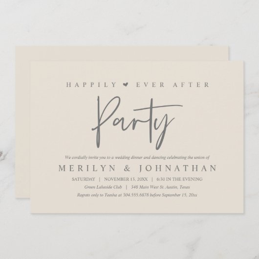 Nog lang en gelukkig na een minimalistische bruilo kaart (Voorkant / Achterkant)