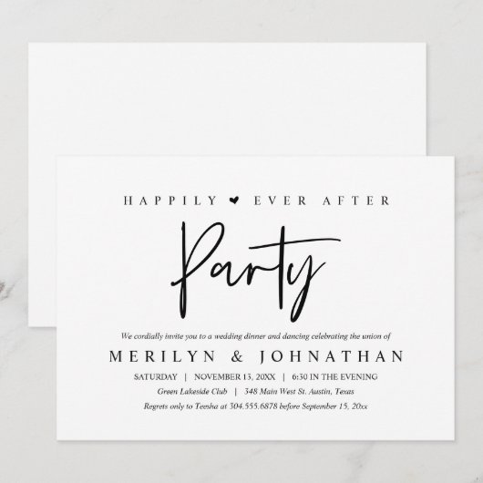 Nog lang en gelukkig na een minimalistische bruilo kaart (Voorkant / Achterkant)